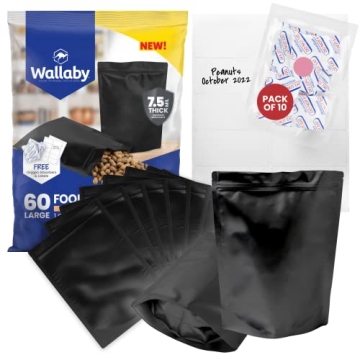 60 Wallaby 1-Gallon Gusset Mylar Bag Bundle (7.5 Mil - 10" x 14") Stand-Up Zipper Pouches, 60x 400cc...