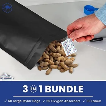 60 Wallaby 1-Gallon Gusset Mylar Bag Bundle for Food Storage