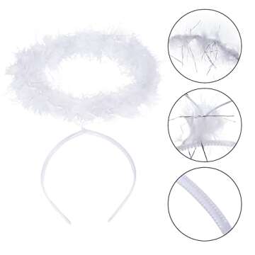 mifengda 10 Pieces Angel Halo Headband Feather Angel Halo Headband Costume Halo Headbands for Halloween Party Christmas (White)