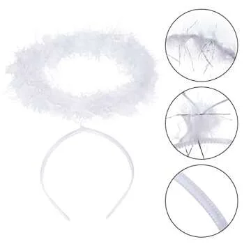 mifengda 10 Pieces Angel Halo Headband Feather Angel Halo Headband Costume Halo Headbands for Halloween Party Christmas (White)