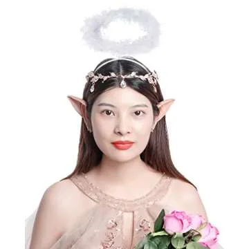 mifengda 10 Pieces Angel Halo Headband Feather Angel Halo Headband Costume Halo Headbands for Halloween Party Christmas (White)
