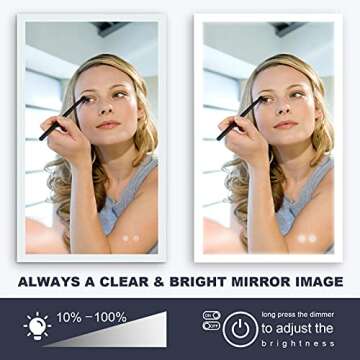 VENETIO Backlit LED Bathroom Mirror with Light and Anti Fog Design, 40x24 Inch Lighted Makeup Mirror, Large Wall Mounted Vanity Mirror for Housewarming Gift (Rectangle)