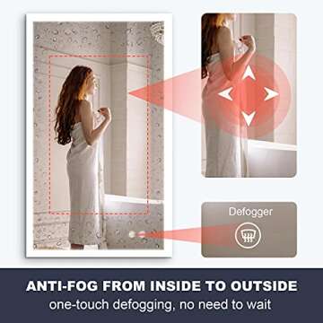 VENETIO Backlit LED Bathroom Mirror with Light and Anti Fog Design, 40x24 Inch Lighted Makeup Mirror, Large Wall Mounted Vanity Mirror for Housewarming Gift (Rectangle)