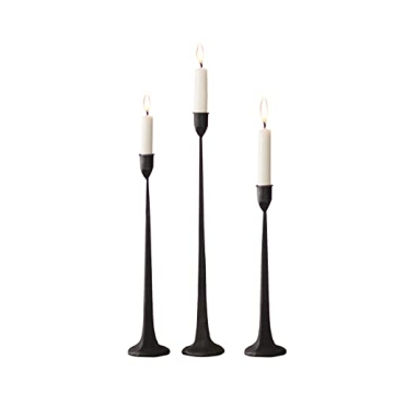 Iron Taper Candle Holder Set - Rustic Black Finish for Events