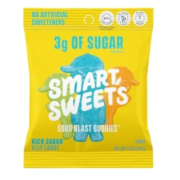 SmartSweets Sour Blast Buddies, Low Sugar Gummy Candy, Pack of 12