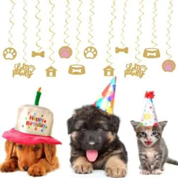Puppy Dog Party Decoration Let's Pawty Birthday Party Streamers Dog Paw Bday Party Hanging Swrils Decoration 24pcs Party Decor Banner Supplies, Assembled and Ready to Use