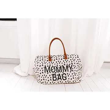 Childhome The Original Mommy Baby Travel Bag, Large Baby Diaper Bag, Hospital Bag, Tote Bag, Pregnancy Must Haves (Canvas Leopard)