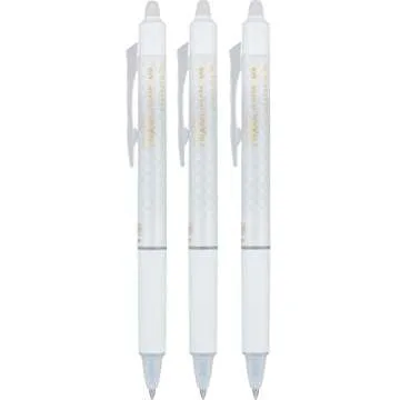 Pilot Frixion Erasable Pens 0.5 Ball Clicker Gel Ink Retractable Pen - Extra Fine Point - White Barr...