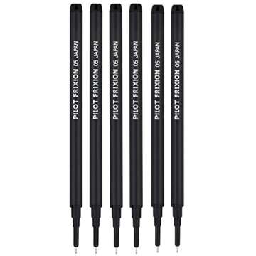 Pilot Frixion Erasable Pens 0.5 Ball Clicker Gel Ink Retractable Pen - Extra Fine Point - White Barrel - Black Ink - Pack Of 3 Pens And 6 Refills