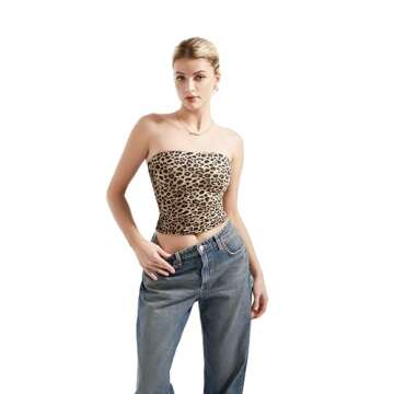 SUUKSESS Women Sexy Tube Top Summer Y2K Going Out Tops Casual Sleeveless Double Lined Basic Tank Top (Leopard, S)