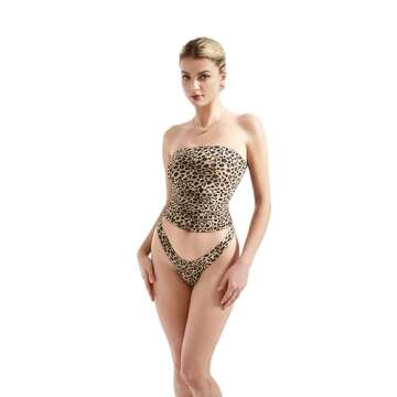 SUUKSESS Women Sexy Tube Top Summer Y2K Going Out Tops Casual Sleeveless Double Lined Basic Tank Top (Leopard, S)