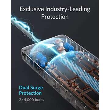 Anker Power Strip Surge Protector (2 × 4000 Joules), PowerExtend Strip 12 Outlets with Flat Plug, 1875W Output, 6ft Extension Cord, Dual Surge Protection for Office, Home