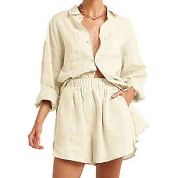 Casual Women's Linen 2-Piece Beach Loungewear Set