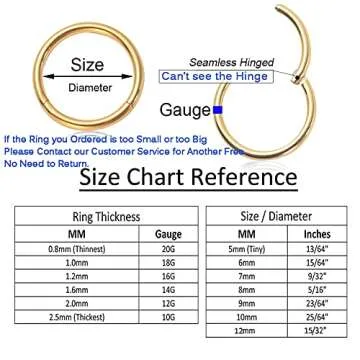 Afftiny Hypoallergenic Gold Nose Rings - Surgical Steel Hoop Earrings