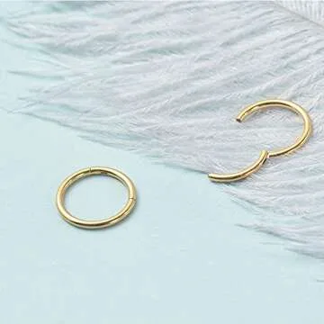 Afftiny Gold Hoop Nose Rings for Cartilage & Septum