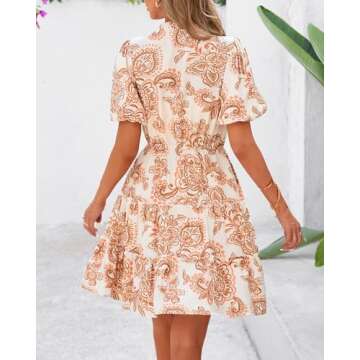 BTFBM Boho Summer Floral A-Line Mini Dress for Women