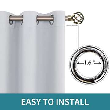 BGment Room Darkening Curtains 63 Inches Long - Grommet Thermal Insulated Drapes Window Treatment Curtains for Bedroom, 2 Panels, 42 x 63 Inch, Greyish White