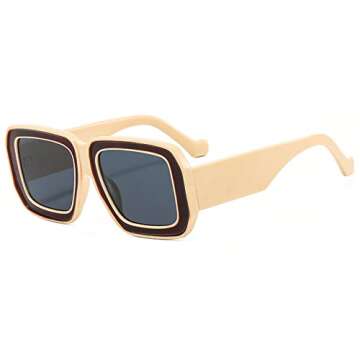 Trendy Square Sunglasses for Men and Women - Retro Style with UV Protection
