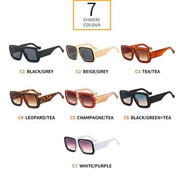 Square Sunglasses UV Protection Trendy Retro Design