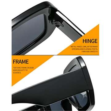 Square Sunglasses UV Protection Trendy Retro Design