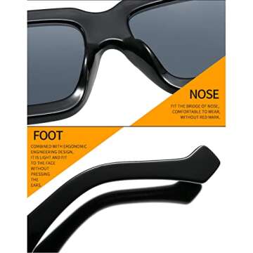 Square Sunglasses UV Protection Trendy Retro Design