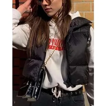 Athlisan Women's Cropped Puffer Vest in Black - Chic & Warm