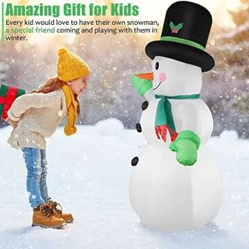 7 FT Christmas Inflatables Snowman Outdoor Yard Decorations, Christmas Blow up Snow Man with LED Lig...