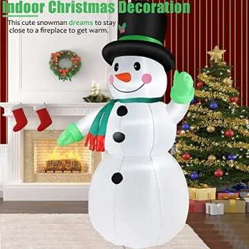 7 FT Christmas Inflatables Snowman Outdoor Yard Decorations, Christmas Blow up Snow Man with LED Lights & Black Hat, Winter Outside Decor for Holiday Party Patio Garden Lawn, Xmas New Year Kids Gifts