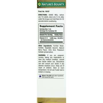 Nature's Bounty B12 5000 Mcg Sublingual Liquid Energy