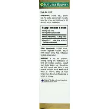 Nature's Bounty B12 5000 Mcg Sublingual Liquid Energy