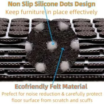 Non Slip Furniture Pads - Furnigear Premium 129 Pack Furniture Grippers Adhesive Furniture Felt Pads, Silicone Points Surface Keep in Place Furniture - Best Floor Protectors