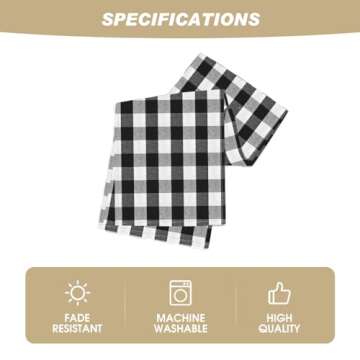 Black and White Buffalo Check Table Runner, Farmhouse Style Kitchen Table Decoration Holiday Wedding Party Dinning Birthday Decor 13x36 Inch