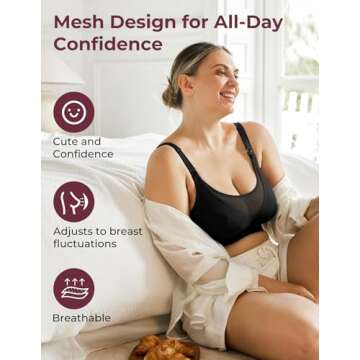 Momcozy Mesh Support Pumping Bra Hands Free Suitable for 36C-44G, HF018 Comfortable Plus Size Pumpin...