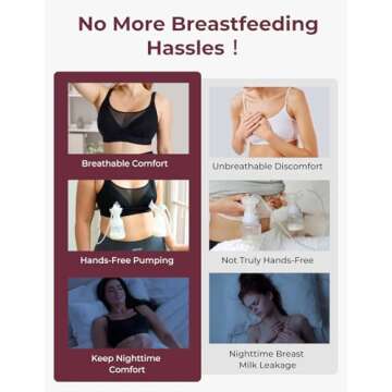 Momcozy Mesh Support Pumping Bra Hands Free Suitable for 36C-44G, HF018 Comfortable Plus Size Pumping and Nursing Bra in One Black