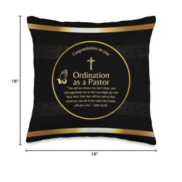 100xGifts Pastor Gift Congratulations on Your Ordination Throw Pillow, 16x16, Multicolor