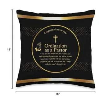 100xGifts Pastor Gift Congratulations on Your Ordination Throw Pillow, 16x16, Multicolor