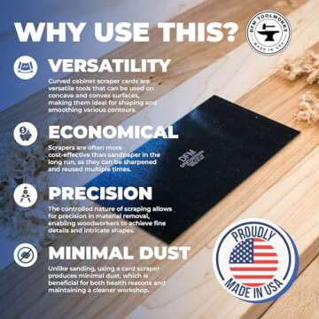 DFM Tool Works Rectangle Card Scraper - Precision Cabinet Multi-use Scraper for Woodworking, Wood Fine Finishers, Glue Scraper, Quality Handcrafted Card Shaping Tool - Made in USA, 2 Quantity - Blue