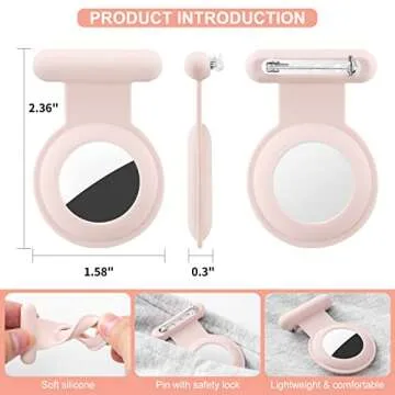 Hidden Airtag Holder for Kids - (2 Pack)Airtag Hidden GPS Tracker Case Compatible with Apple Airtag, Silicone Air tag Holder with Brooch Pin, Airtags Clip for Child/Elderly/Backpack/Luggage-Pink/Gray