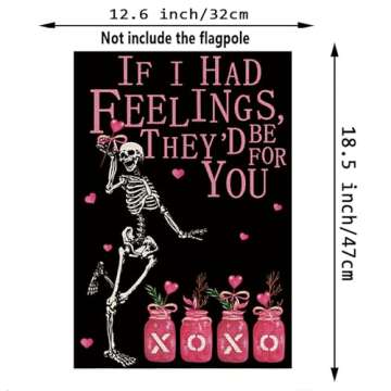 Valentines Day Garden Flag Valentine Skeleton Pink XOXO Heart Flags for Outside Anniversary Wedding ...