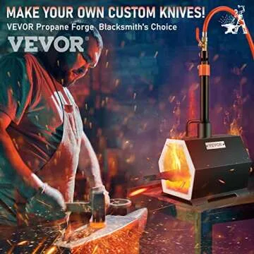VEVOR Propane Forge Portable, Single Burner 2600°F Metal and Knife Forge, Large Capacity Blacksmith...