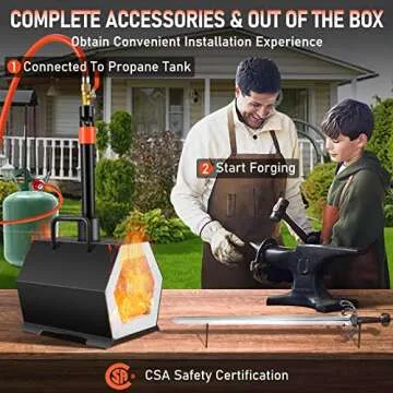 VEVOR Propane Forge Portable, Single Burner 2600°F Metal and Knife Forge, Large Capacity Blacksmithing Farrier Forges, Gas Forging Tools and Equipment, Complete Mini Forge Kit