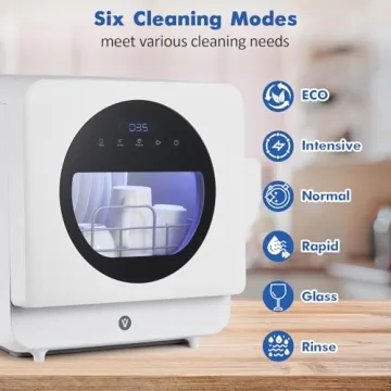 Portable Compact Dishwasher with 6 Programs & Easy Setup