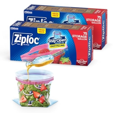 Ziploc Gallon Food Storage Bags, Easy to Fill, 150 Count