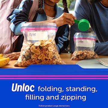 Ziploc Gallon Food Storage Bags, Easy to Fill, 150 Count