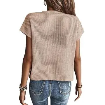 KIRUNDO Short Sleeve Sweater for Women 2025 Casual Sweater Vest Cotton Knit Pullover Tank Tops Trend...