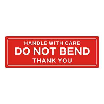 FirstZi 1x3 Inches Handle with Care - Do Not Bend - Thank You Self Adhesive Shipping Warning Labels for USPS Envelope, 1000 Stickers Per Roll