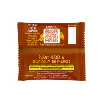Rule Breaker Snacks Gingerbread Juniors | Top 11 Allergen-Free | Great for School, Office | 12-count Box of Individually Wrapped 0.9-oz Gingerbread