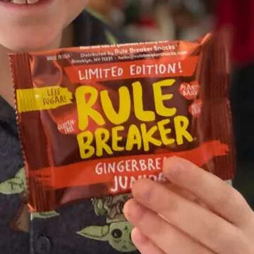 Rule Breaker Snacks Gingerbread Juniors | Top 11 Allergen-Free | Great for School, Office | 12-count Box of Individually Wrapped 0.9-oz Gingerbread