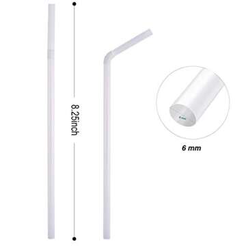 200 Count 100% Plant-Based Compostable Straws - Plasticless Biodegradable Flexible Drinking Straws - A Fantastic Eco Friendly Alternative to Plastic Straws