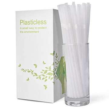 200 Count 100% Plant-Based Compostable Straws - Plasticless Biodegradable Flexible Drinking Straws - A Fantastic Eco Friendly Alternative to Plastic Straws